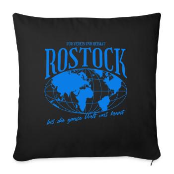 Rostock Heimat Fußball Geschenk - Sofakissen mit Füllung 45 x 45 cm - Schwarz - Vorne