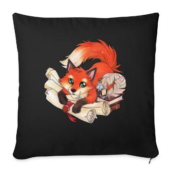 Fuchs mit Büchern und Schriftrollen, Tinte Lesen - Sofakissen mit Füllung 45 x 45 cm - Schwarz - Vorne