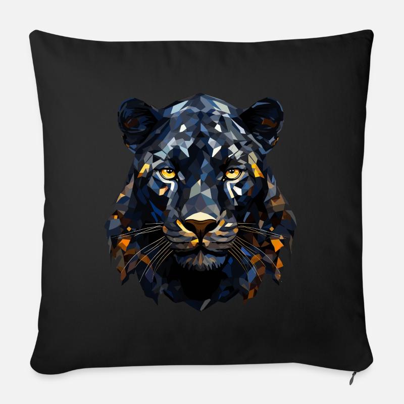 Schwarzer Panther Polygon Style - Sofakissen mit Füllung 45 x 45 cm - Schwarz