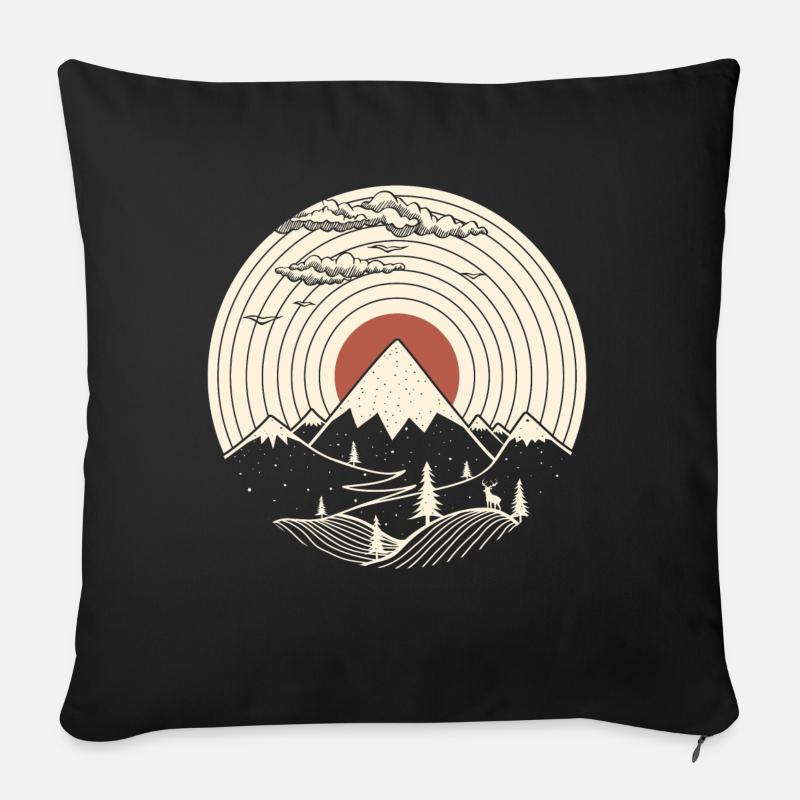 MTN LP Vinyle Mountain Graphique - Coussin et housse de 45 x 45 cm - noir
