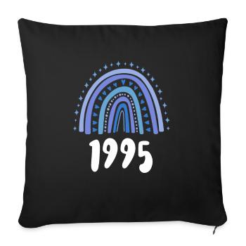 Blau Regenbogen Geburtsjahr Jahrgang 1995 - Sofakissen mit Füllung 45 x 45 cm - Schwarz - Vorne