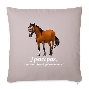 Mon cheval commande (blanc) - Coussin et housse de 45 x 45 cm - taupe clair - Devant