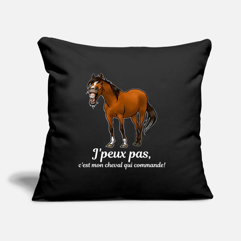 Mon cheval commande (blanc) Coussin et housse de 45 x 45 cm