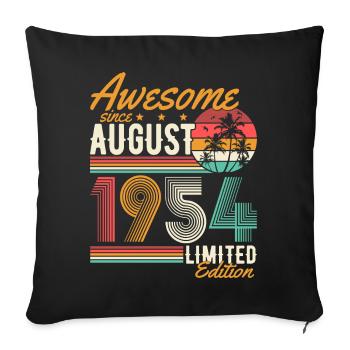 August 1954 Born Birthday Retro - Sofa pillow with filling 45cm x 45cm - black - Front