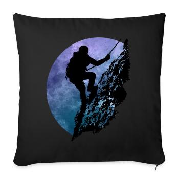 Mountaineer on mountain face (violet/blue) - Sofa pillow with filling 45cm x 45cm - black - Front