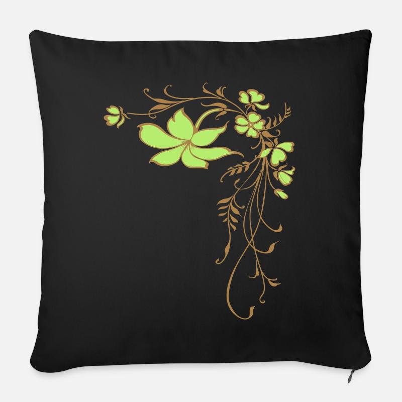 Blumenranke - Sofakissen mit Füllung 45 x 45 cm - Schwarz