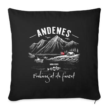 Fishing at its finest - Andenes - Norway - Sofa pillow with filling 45cm x 45cm - black - Front