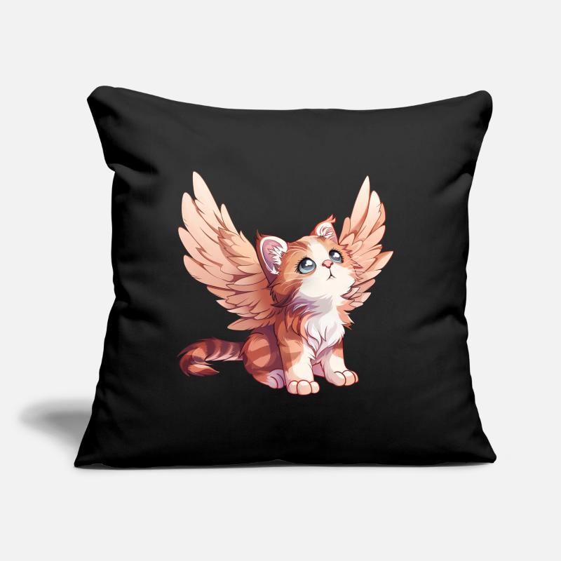 Conception de bande dessinée d’ange chat mignon Coussin et housse de 45 x 45 cm