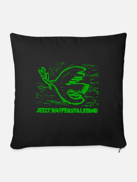 Friedenstaube - Jetzt Waffenstillstand - Sofakissen mit Füllung 45 x 45 cm - Schwarz
