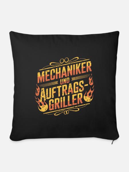 Mechaniker und Auftragsgriller - Sofakissen mit Füllung 45 x 45 cm - Schwarz