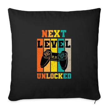 NEXT LEVEL UNLOCKED Gamer - Sofa pillow with filling 45cm x 45cm - black - Front