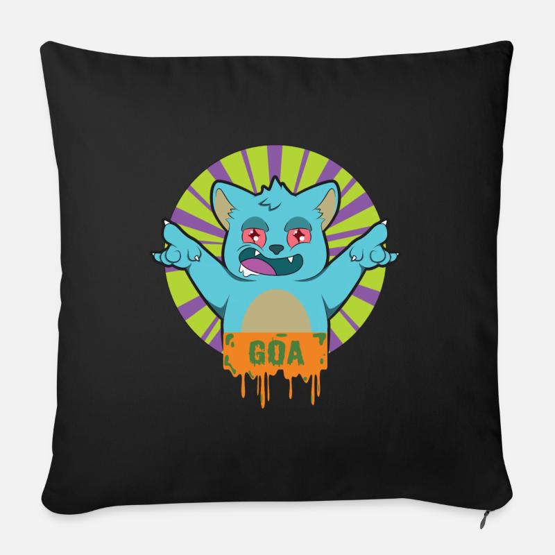 GOA TRANCE Chat - Coussin et housse de 45 x 45 cm - noir