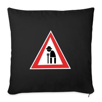 Caution Old Man - Sofa pillow with filling 45cm x 45cm - black - Front