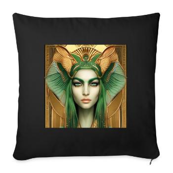 Déesse Neith, mère du soleil - Coussin et housse de 45 x 45 cm - noir - Devant