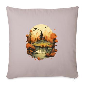 Herbstliche Landschaft - Sofakissen mit Füllung 45 x 45 cm - helles Taupe - Vorne