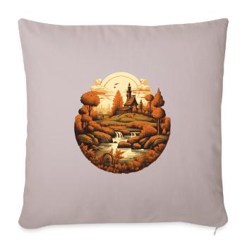 Herbstliche Landschaft - Sofakissen mit Füllung 45 x 45 cm - helles Taupe - Vorne