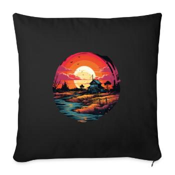 Landschaft - Sofakissen mit Füllung 45 x 45 cm - Schwarz - Vorne
