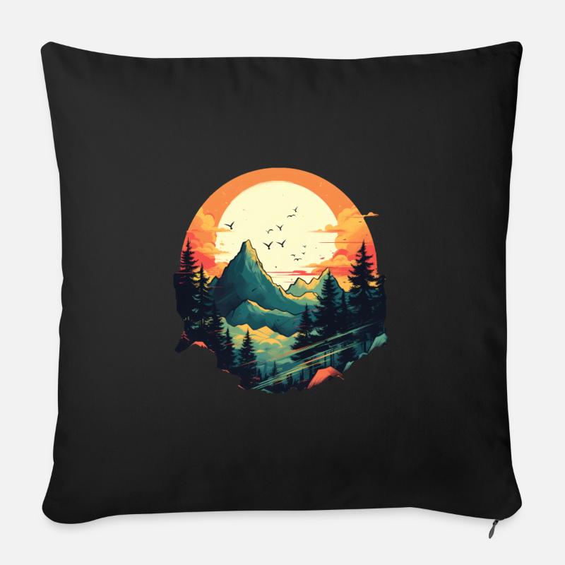 Landschaft - Sofakissen mit Füllung 45 x 45 cm - Schwarz