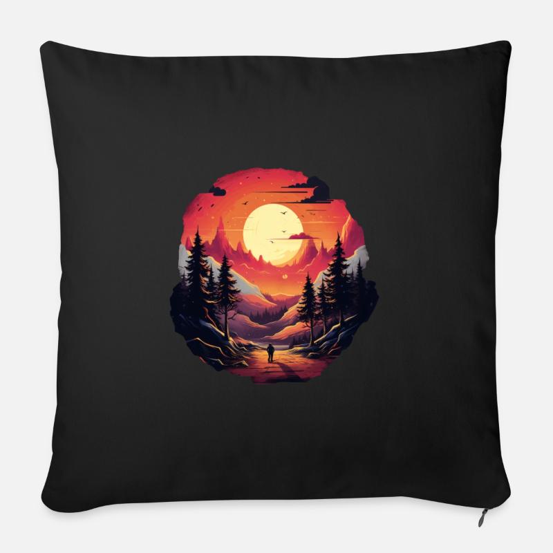 Landschaft - Sofakissen mit Füllung 45 x 45 cm - Schwarz