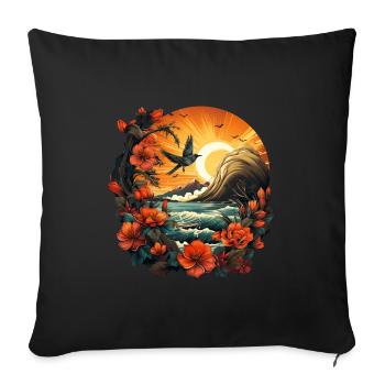 Tropical - Sofa pillow with filling 45cm x 45cm - black - Front