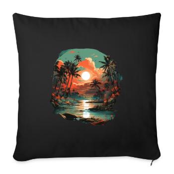 Tropical - Sofa pillow with filling 45cm x 45cm - black - Front