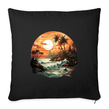 Tropical - Sofa pillow with filling 45cm x 45cm - black - Front