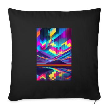 psychedelic glitch of pixels - Coussin et housse de 45 x 45 cm - noir - Devant