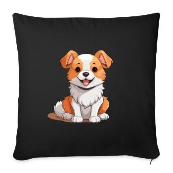 Dog - Kawaii Style - Sofa pillow with filling 45cm x 45cm - black - Front