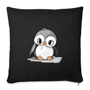 Bichou the little penguin - Sofa pillow with filling 45cm x 45cm - black - Front