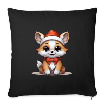 Fuchs Weihnachts Design - Kawaii Style - Sofakissen mit Füllung 45 x 45 cm - Schwarz - Vorne