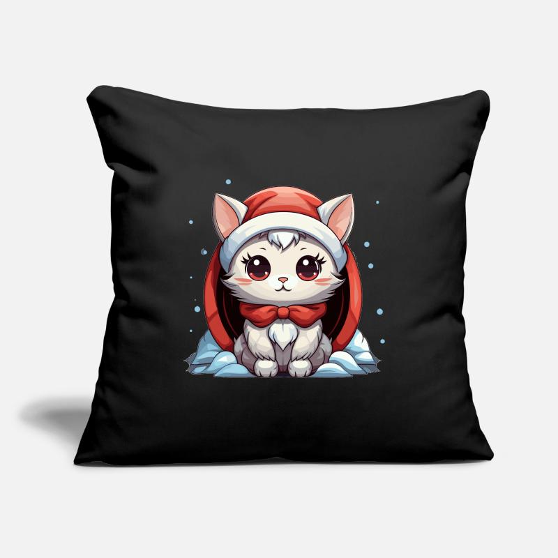 Design de Noël de chat - Style Kawaii Coussin et housse de 45 x 45 cm