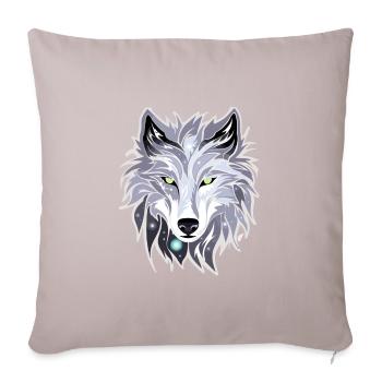 Wolf - Illustration - Sofakissen mit Füllung 45 x 45 cm - helles Taupe - Vorne
