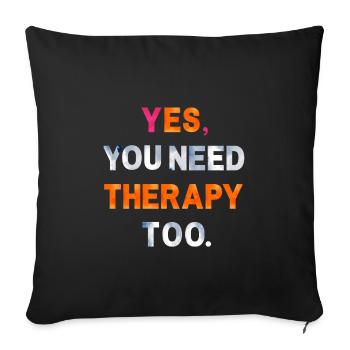 THÉRAPIE. Une chemise, un mot. - Coussin et housse de 45 x 45 cm - noir - Devant