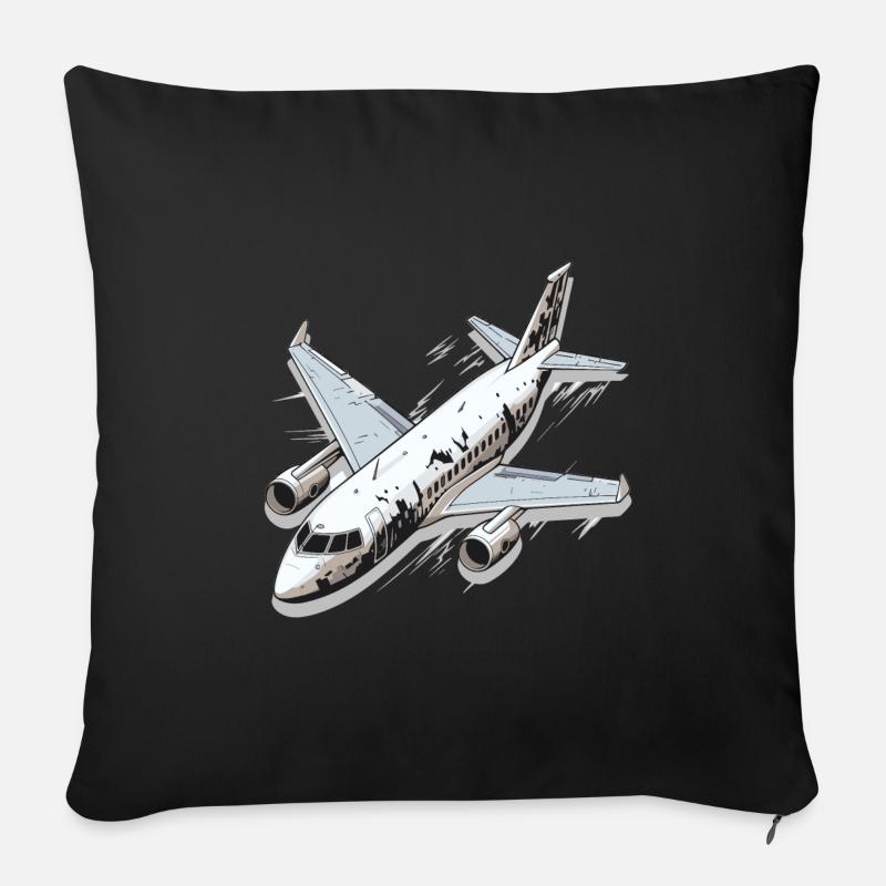 Flugzeug - Illustration - Sofakissen mit Füllung 45 x 45 cm - Schwarz