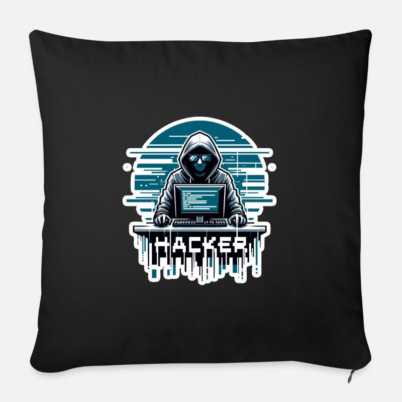 Hacker - Illustration - Sofakissen mit Füllung 45 x 45 cm - Schwarz