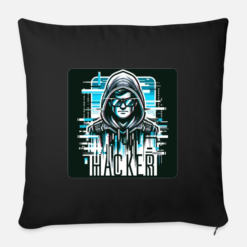 Hacker - Illustration - Sofakissen mit Füllung 45 x 45 cm - Schwarz