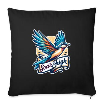 Soar High - Bird Illustration - Sofa pillow with filling 45cm x 45cm - black - Front