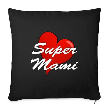 SUPER MAMI - Sofakissen mit Füllung 45 x 45 cm - Schwarz - Vorne