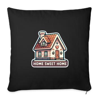 Home Sweet Home - House Illustration - Sofa pillow with filling 45cm x 45cm - black - Front