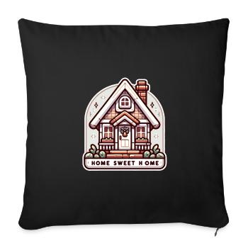 Home Sweet Home - House Illustration - Sofa pillow with filling 45cm x 45cm - black - Front