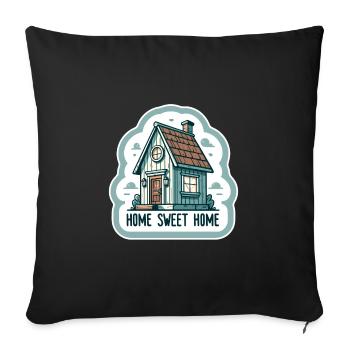 Home Sweet Home - House Illustration - Sofa pillow with filling 45cm x 45cm - black - Front