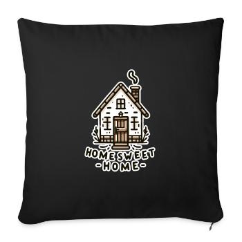 Home Sweet Home - House Illustration - Sofa pillow with filling 45cm x 45cm - black - Front