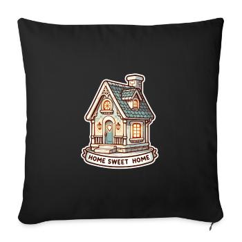 Home Sweet Home - House Illustration - Sofa pillow with filling 45cm x 45cm - black - Front