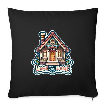 Home Sweet Home - House Illustration - Sofa pillow with filling 45cm x 45cm - black - Front