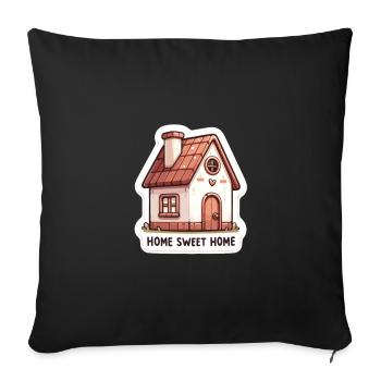 Home Sweet Home - House Illustration - Sofa pillow with filling 45cm x 45cm - black - Front