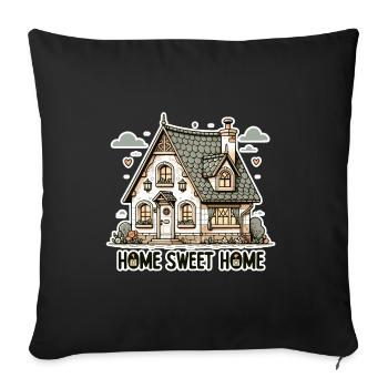 Home Sweet Home - House Illustration - Sofa pillow with filling 45cm x 45cm - black - Front