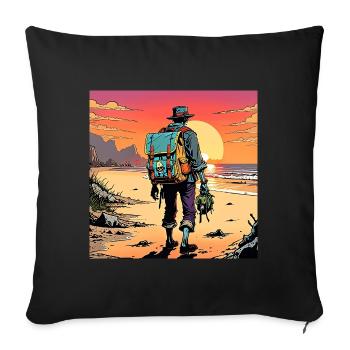 Wanderung zum Strand - Sofakissen mit Füllung 45 x 45 cm - Schwarz - Vorne
