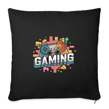 Jeux - Manettes - Coussin et housse de 45 x 45 cm - noir - Devant
