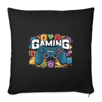 Jeux - Manettes - Coussin et housse de 45 x 45 cm - noir - Devant