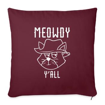 Meowdy Y’all - Coussin et housse de 45 x 45 cm - bordeaux - Devant